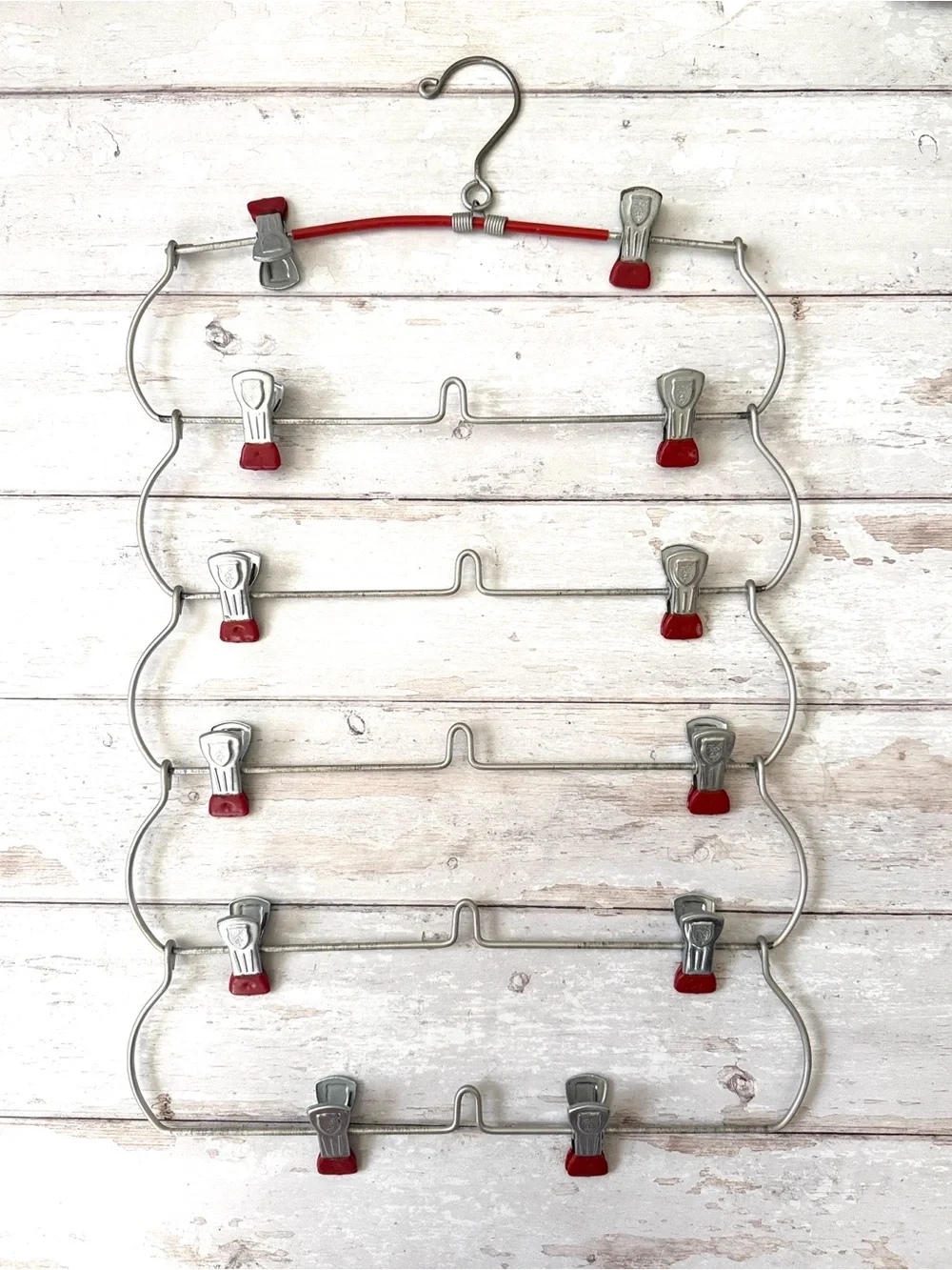 Pants Hanger Holds 6 Pairs Closet Organizer Home Organization Silver Red